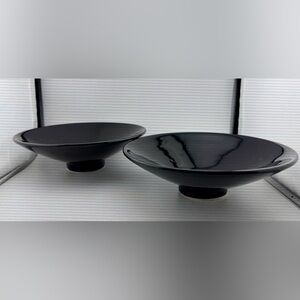 2 black pedestal serving bowls. 8.25”